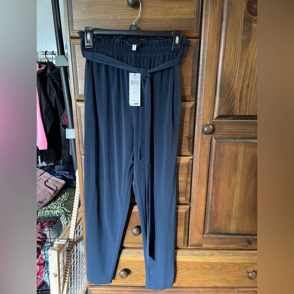 BCBGeneration Midnight Blue Tie-Waist Pants